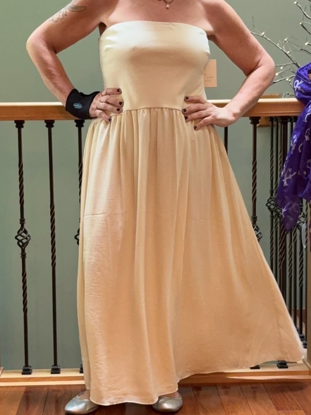 a new day Strapless Cream Maxi Dress with Gathered Skirt